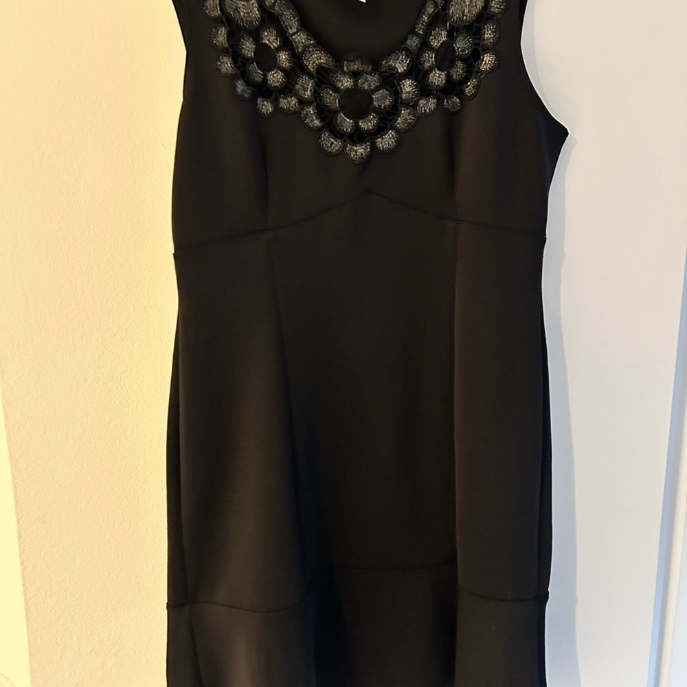 Emma & Michele Black Mini Dress with Floral Accents
